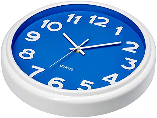 Bernhard Products Blue Wall Clock 12.5 Inch Silent Non-Ticking Modern Stylish Quartz Clocks For Home Kitchen Office Bedroom Boy's Room Nursery Kids School Classroom Battery Operated Easy To Read #TOP1