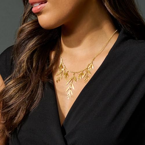 Ross-Simons Italian 18kt Gold Over Sterling Leaf Branch Necklace. 18 inches2