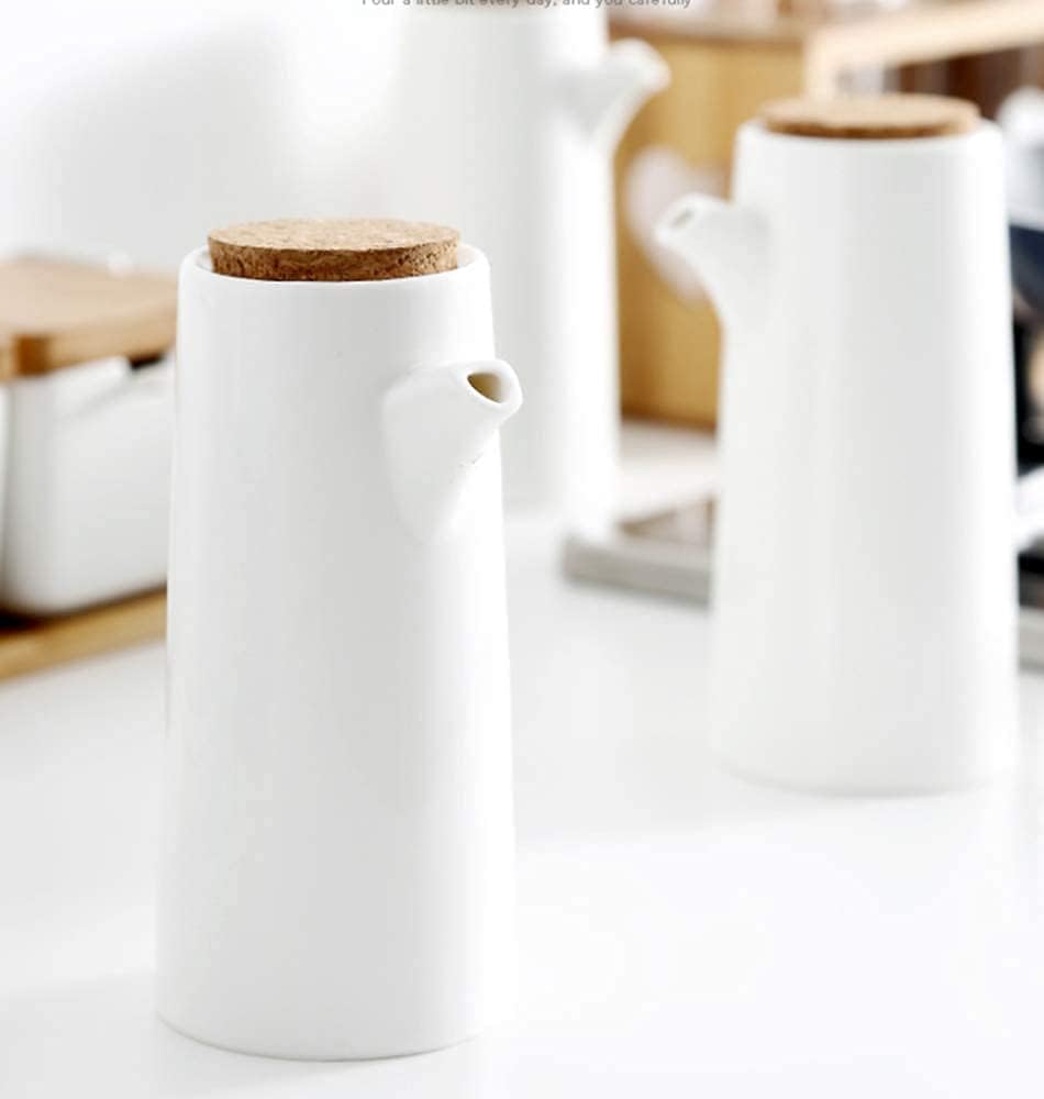 Olive Oil Bottle or Vinegar Bottle Drizzler Seasoning Bottle Combination+Wooden Pallet 400ML Oil Vinegar Ceramic Dispenser Bottles Soy Sauce Bottle for Wasabi O