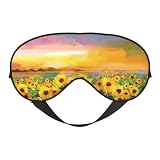 Bella maschera da notte in seta con girasole, fascia elastica, da viaggio e per pisolino, copertura morbida per gli occhi, per viaggi, yoga e pisolino