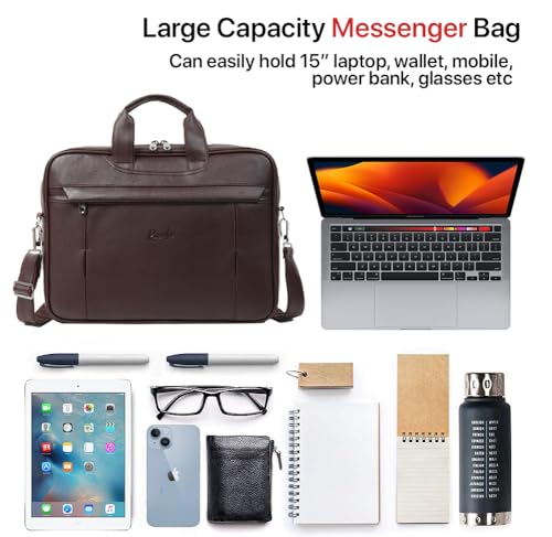Image of RIONTO Edge Vegan Leather Laptop Bag for Men Office Use | Upto 15.6 inch | Mobile & Pen Compartment with Multiple Organizers | Professional Office Bag for Man & Women