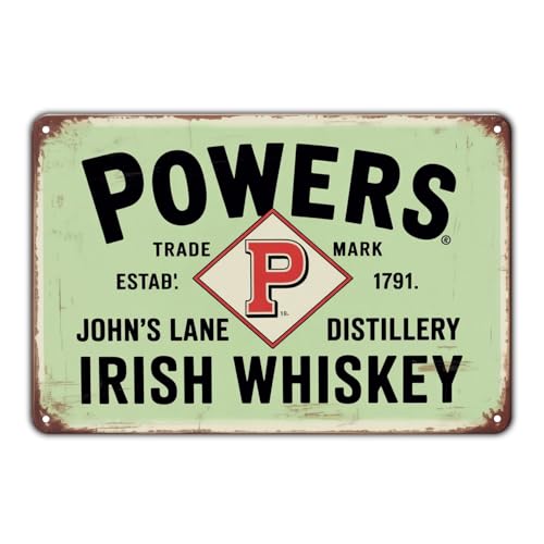 Powers Irish Whiskey tin sign, Vintage Irish Distillery Metal Sign