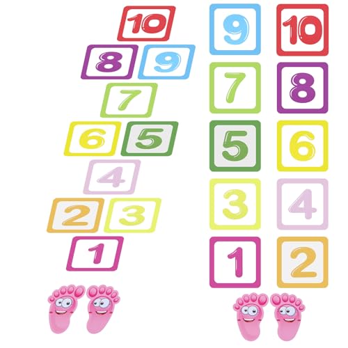 XLIUAX 10Pcs Hopscotch Game Floor Stickers, Number Lattice Floor Sticker