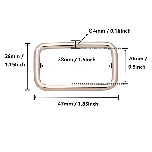 Generic Metal Silvery Rectangle Buckle 1.5" X 0.8" Inside Dimensions Loop Ring Belt And Strap Keeper Pack Of 10 #TOP4