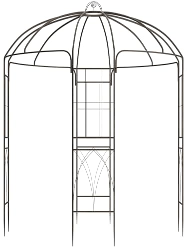 CLP Gartenpavillon wetterfest Keira, Rosenbogen mit Rankhilfe, 270x200 cm, Stahlgestell pulverbeschichtet, stabil & dekorativ für Terrasse, Farbe:Bronze