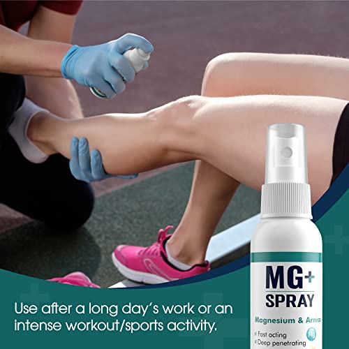 Mars Wellness Mg+ Magnesium Spray (4 Oz) - Magnesium & Arnica Spray - Extra Strength Magnesium Body Spray - Spray Magnesium Oil For Body Aches, Headaches, Muscle Spasms, & Leg Cramps #TOP4