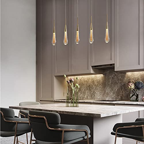 Lampe suspendue goutte d'eau en cristal et feuille d'or luxury pour villa - 5