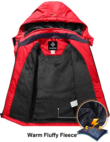 Gemyse Boy's Winter Waterproof Ski Snow Jacket Hooded Windproof Jacket (Oriental Red,14/16) #TOP2