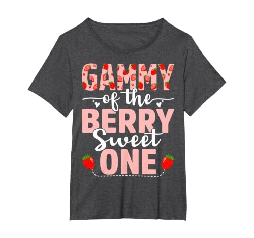 Gammy of The Berry Sweet One Birthday Strawberry Gammy T-Shirt, Women's Plus, Dark Heather Grey, 2X