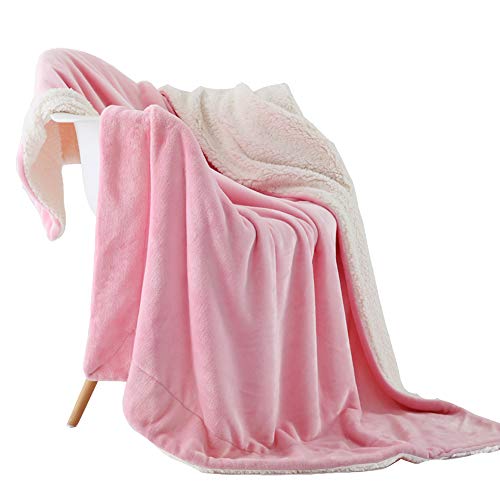 NANPIPER Fleece Blanket Reversible Sherpa Throw 60x80 Pink