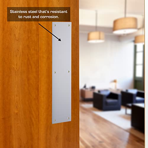 BRINKS Commercial - Commercial 15" Push Door Plate, Satin Aluminum Finish - Rust and Corrosion Resistant Door Plate