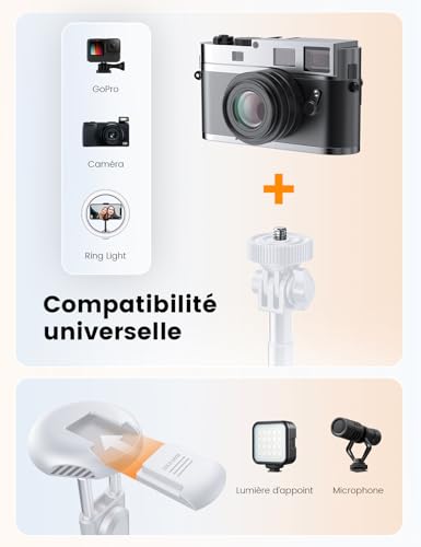 ANXRE 180cm Trepied Smartphone avec Télécom, NT79 Perche a Selfie Monopod – vue 4
