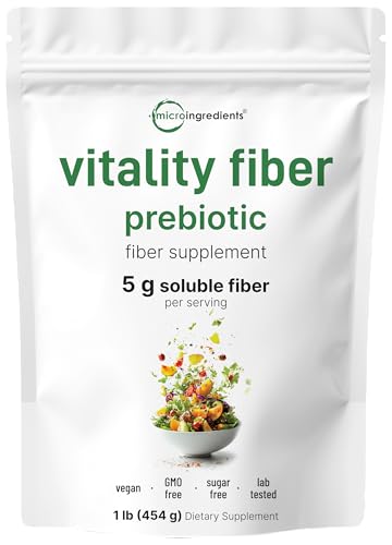 Micro Ingredients Vitality Fiber Powder, 1lb | Natural Prebiotic to Support Digestive & Gut Health | Soluble, Easily Digestible | Unflavored, Vegan