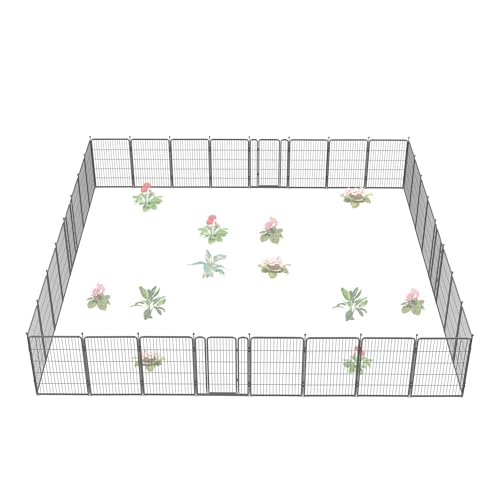 Image of FXW Garden Fence Outdoor for the Yard - 40in(H) x 72.9ft(L) Heavy Duty Metal Animal Barrier for Dog, No Dig Decorative Dog Fence, 32 Panels, Silver