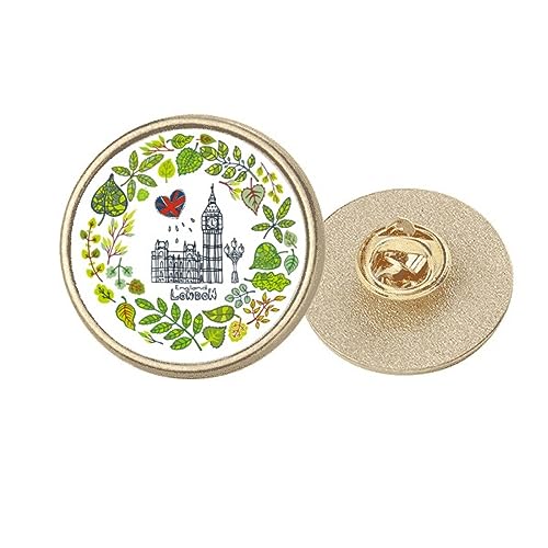 Broche Big Ben London souvenir Angleterre cadeau rond en métal doré taille M