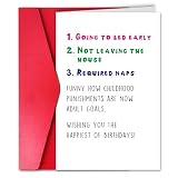 Xuewenmeihua Funny Sarcastic Bday Cards for Coworker Roommate, Adult Goals Joke Present, Humorous Childhood Punishment Greeting Cardstock Set