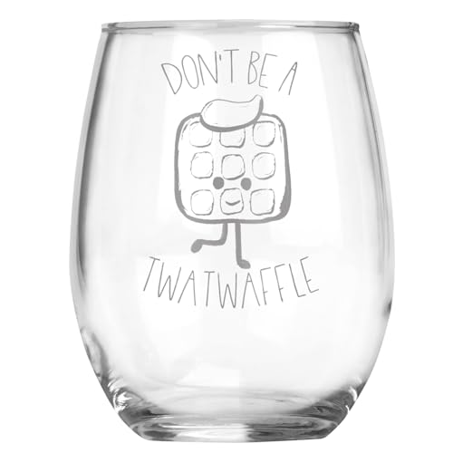 DashaAlexander Don’t Be a Twatwaffle Stemless Wine Glass – 20 oz Funny & Sarcastic Engraved Wine Glass for Women – Hilarious Gag Gift, Perfect Adult Humor