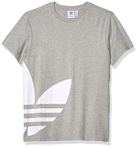 adidas Originals Boys' Big Trefoil T-Shirt, Medium Grey Heather/White, S