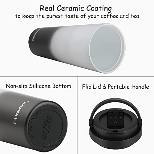 Funkrin Insulated Coffee Mug With Ceramic Coating, 22Oz Vacuum Stainless Steel Tumbler With Lid And Handle, Double Wall Leak-Proof Thermos Mug For Travel Office School Party Camping #TOP1