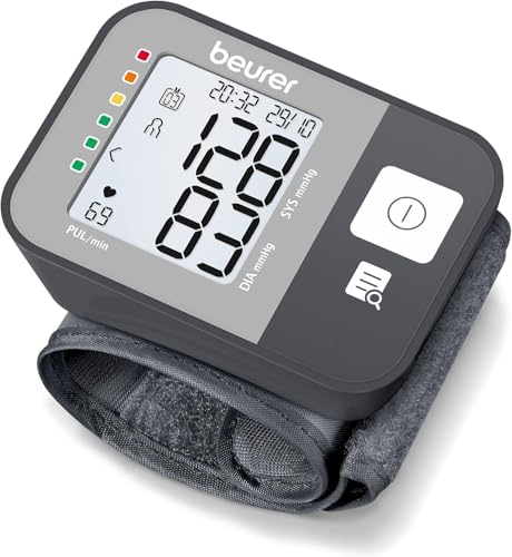 Beurer BC 27 Misuratore di pressione da polso con rilevamento aritmia, indicatore di rischio colorato, polso 14-19,5 cm, dispositivo medico, trasferimento dati a Apple Health