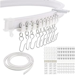 16.4ft/5M Flexible Bendable Ceiling Curtain Track,Curved Curtain Track Ceiling Mount,Room Divider Ceiling Track for Curtain,RV Curtain Track,Curtain Rail Ceiling Wall Mount for L/U Shape Bay Windows