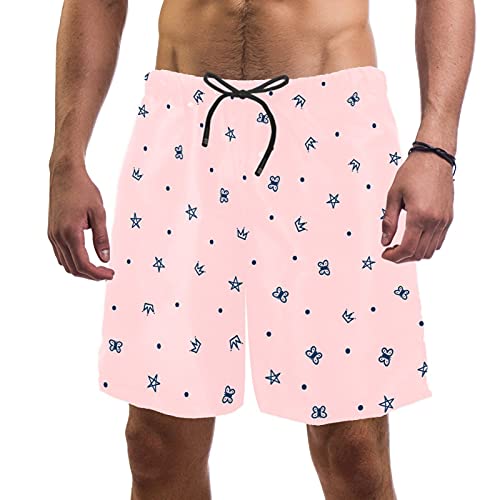 Short de bain pour homme à étoiles roses idéal pour vos journées plage et piscine