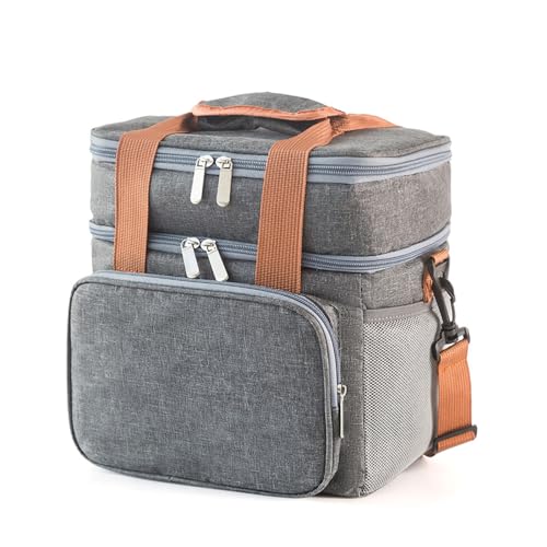 GOZINA Large Lunch Bag 21-Can (13L), Double Decker Insulated Lunch Cool Bag for Men Women Adults, Waterproof Leakproof Durable Cooler Bag for Work, School, Camping, Travel, Picnic