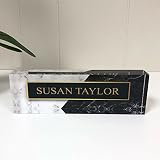 Artblox Office Desk Name Plate Personalized | Custom Name Plates for Desks | Black & White Marble De