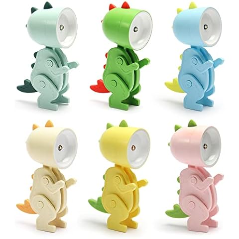 YUEARN 6PCS Mini Dinosaur Shape Night Light, Cute Small LED Desk Lamp, Adjustable Portable Reading Decor Table Lamp Birthday Gifts for Boys Girls Kids Students Cover