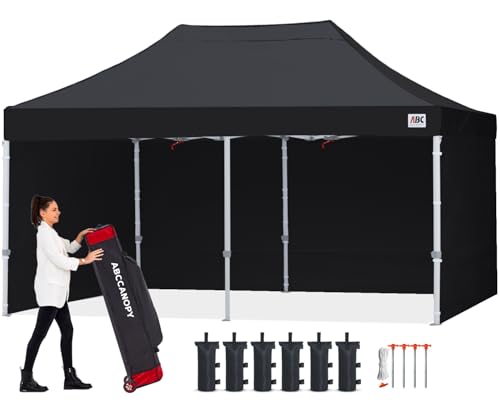 Image of ABCCANOPY Commercial Pop Up Canopy Tent with Sidewalls 8X16,Black