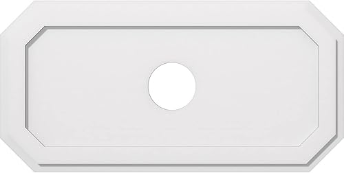 Miniatura 103 de Ekena Millwork CMP36X18ED-03000 Medallones de techo de uretano contemporáneo de PVC de grado arquitectónico Emerald 36"W x 18"H x 3"ID x 12 1/2"C x