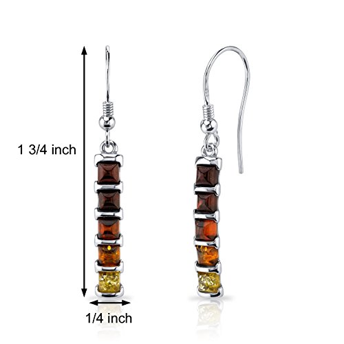 Peora Genuine Baltic Amber Dangle Earrings For Women 925 Sterling Silver, Five Stone Rich Multicolor Drop, Fishhooks #TOP2