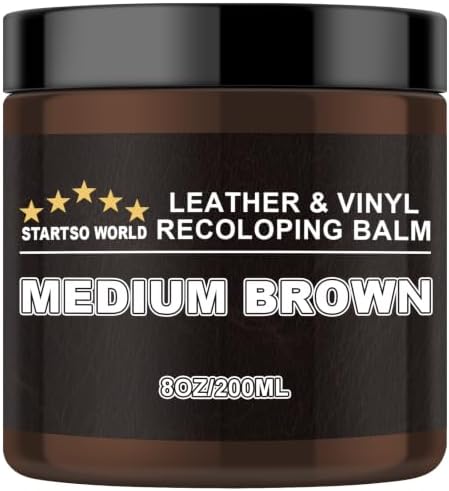 STARTSO WORLD Leder Reparatur Set Medium Braun, Leder-Reparatur-Set für Möbel, Lederfarbauffrischer für Sofas, Lederfarbe, Reparatur,Wiederherstellung und Erneuerung von altem,verb