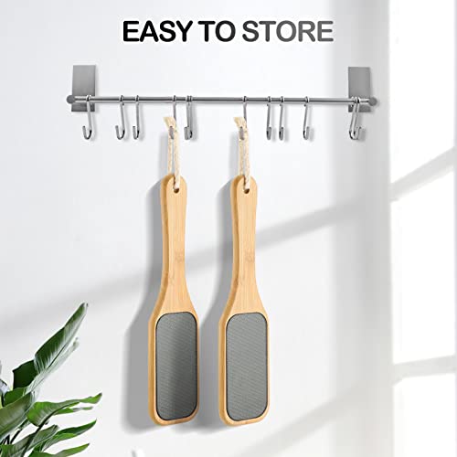 Glass Foot File Callus Remover For Feet, Foot Scrubber With Bamboo Handle For Dead Skin Removal, Heel Scraper Foot Rasp For Wet And Dry Feet, Nano Glass Professional Pedicure Tools For Use In Shower #TOP4