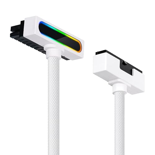 Hydra-24PIN PC PSU Extension Cable ARGB LED, Copper Wire Motherboard Power Extension Cable Integrated Minimalist Design, 2000W Power (Whole Set) Male to Female (White)