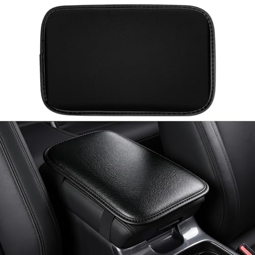 Amiss Auto Center Console Pad, PU Leather Car Armrest Seat Box Cover Protector, Universal Waterproof Non Slip Soft Center Console Armrest Pad for Most Vehicle, SUV, Truck, Car (Black)