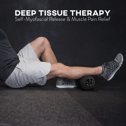 Rolling With It Vibrating Peanut Massage Ball - Deep Tissue Trigger Point Therapy, Myofascial Release - Handheld, Cordless - 4 Intensity Levels - Dual Lacrosse Ball Vibration Massager (Black) #TOP5