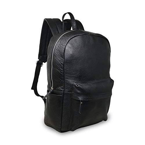 Jaald BXB 18 Inch Black Genuine Leather Laptop Backpack Water Resistant Casual Office Work Professional College Bookbag Comfortable Lightweight Travel Rucksack Men cover