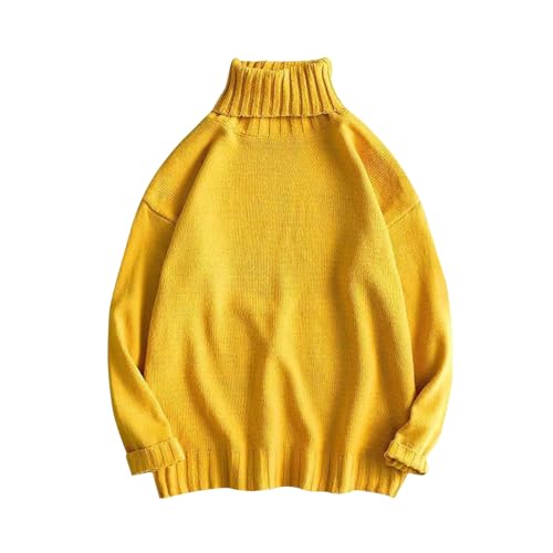 Men Turtleneck Knit Sweater Fall Winter Thick Warm Casual Loose Jumper Tops Oversize Hip Hop Drop Shoulder Sweaters