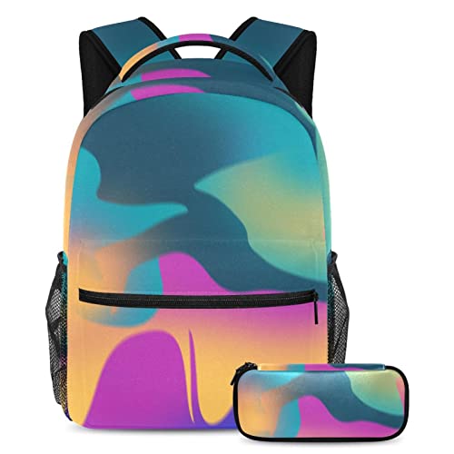Sac à dos solaire Daypack haute capacité multicolore avec trousse scolaire pour garçon et fille