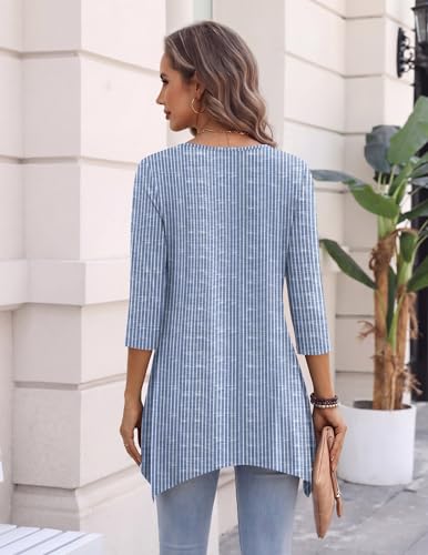 Image of Zeagoo Womens Tops 3 /4 Sleeve Loose Fit Dressy Tunics Plus Size Boho Shirts