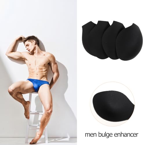 GALPADA 4pcs Men Bulge Sponge Cup，Underwear Bulge Enhancer Cup Enlarge Pad Enhancing Swimwear Front Pad Sponge Cup Black4