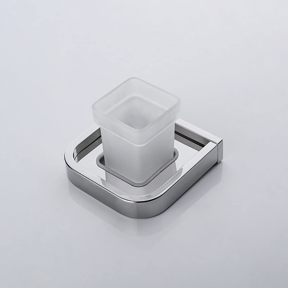 Portaspazzolino Portaspazzolino a parete con 1 tazza di vetro smerigliato, set supporto bicchiere for dentifricio, supporto organizer da appoggio for bagno, accessori da bagno in acciaio inossidabile