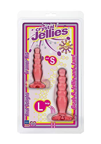 Doc Johnson Crystal Jellies - Anal Delight Trainer Kit - Small-Large - Suction Cup Base - Pink #TOP1