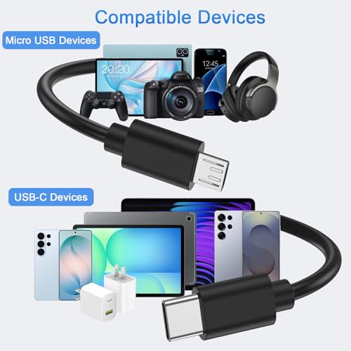 Image of Vanjua USB C to Micro USB Cable 3.3ft (100cm), 3A Fast Charging & 480Mbps Data Sync Cord for Old Android Phones, Kindle, PS4, Xbox One, Power Bank & Tablet