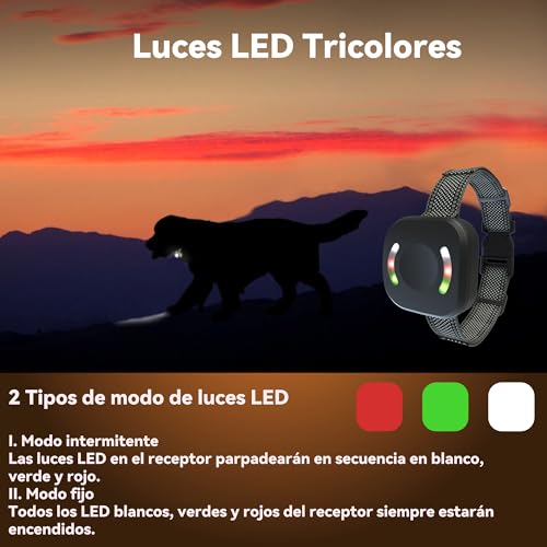 Miniatura 3 de Meloive Collar De Adiestramiento Para Perros,Collar Recargable Con Rango De Control Manual 3000 Metros,4 Modos De Adiestramiento Efectivos Luz Led Sonido Vibración Fuerte Vibración