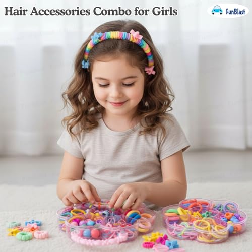 Image of FunBlast Hair Accessories Combo for Girls - Colorful Hair Bands, Hairpins, Ponytail Holders, Headbands for Girls, Toddlers, Multipurpose Kids Hair Accessories Set, Birthday Gift for Girl's (1071)