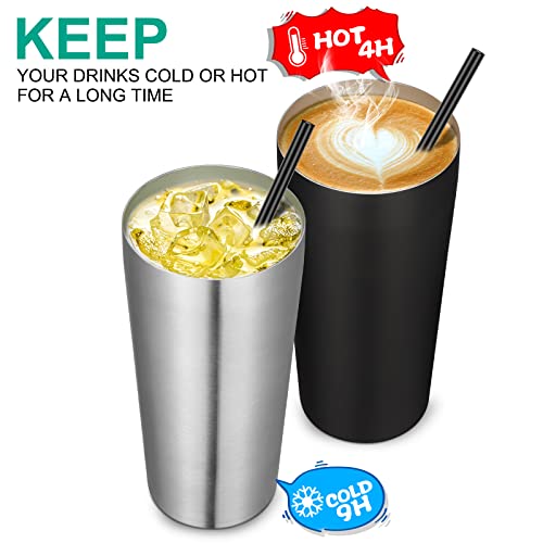 Image of VEGOND 20oz Tumbler Bulk with Lid and Straw 1 Pack, Stainless Steel Vacuum Insulated Tumbler, Double Wall Coffee Cup Travel Mug, Black