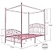 DUMEE Queen Size Metal Canopy Bed Frame Platform Sweet Pink Style Mattress Foundation with Headboard and Footboard Girl Princess Beds Box Spring Replacement Pink