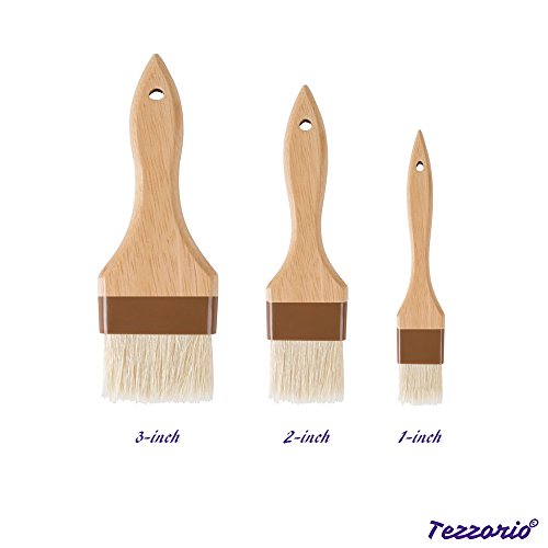 3-Piece Pastry Brush Set, 1-Inch, 2-Inch, 3-Inch Width Natural Boar Bristle Pastry Brushes, Lacquered Hardwood Basting Brushes, Cooking / Baking Brushes - Thumbnail 5